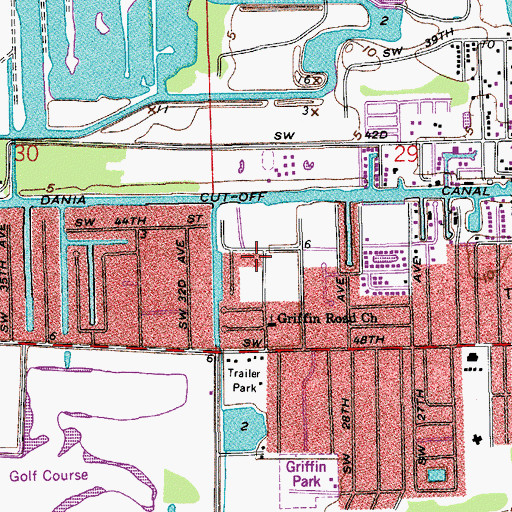 Topographic Map of Broward County Sheriff's Office District 2 Dania Beach, FL