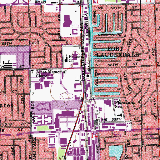 Topographic Map of Broward County Sheriff's Office District 12 Oakland Park, FL