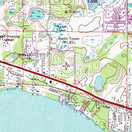 Topographic Map of Lake County Sheriff's Office Mall Substation, FL