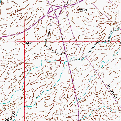Topographic Map of Cherry Valley Wash, AZ