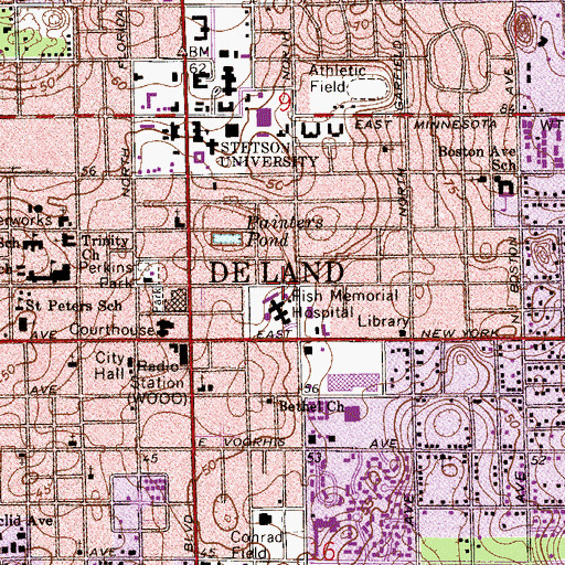 Topographic Map of Volusia County Sheriff's Office - DeLand Civil Division, FL
