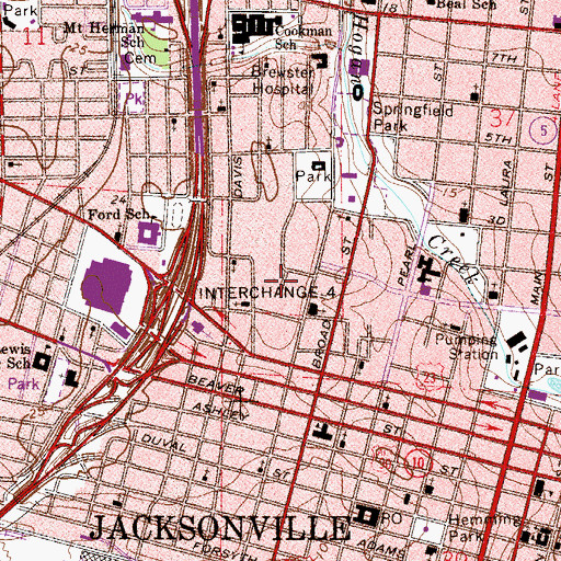 Topographic Map of Florida Department of Law Enforcement Jacksonville Regional Operations Center, FL