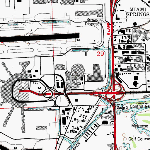 Topographic Map of Miami - Dade County Police Department - Airport District Station, FL