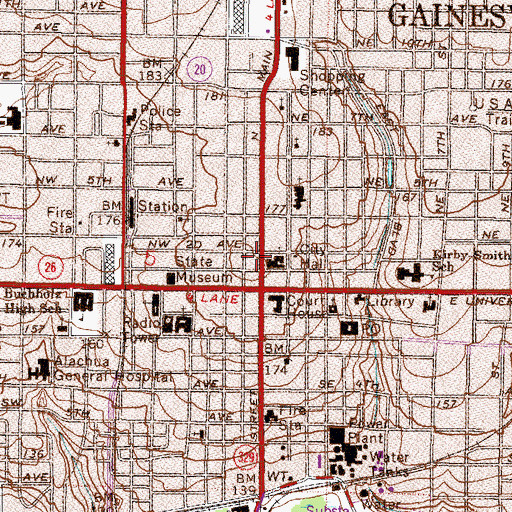 Topographic Map of Federal Bureau of Investigation - Gainesville Resident Agency, FL