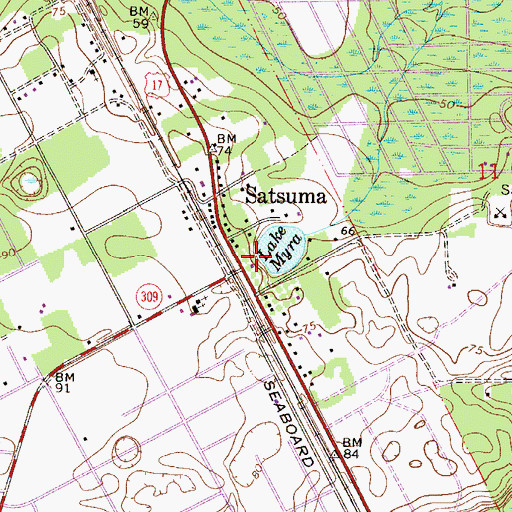 Topographic Map of Putnam County Sheriff's Office South District, FL