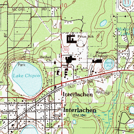 Topographic Map of Putnam County Sheriff's Office West District, FL