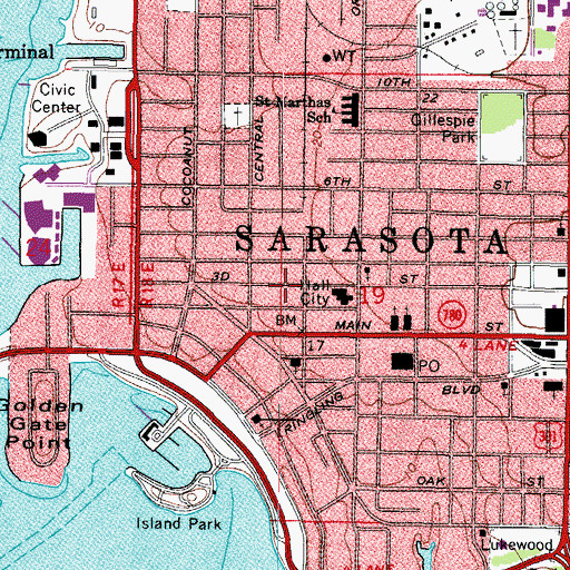 Topographic Map of Sarasota Police Department Whole Foods Substation, FL