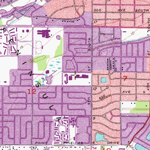 Topographic Map of Saint Petersburg Police Department Community Policing Skyway Resource Center, FL
