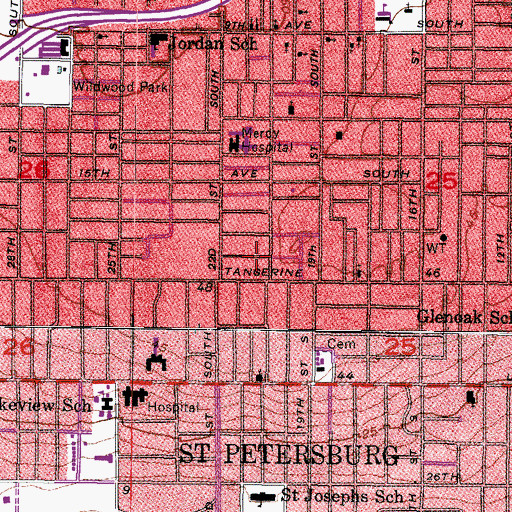 Topographic Map of Saint Petersburg Police Department Community Policing Tangerine Resource Center, FL