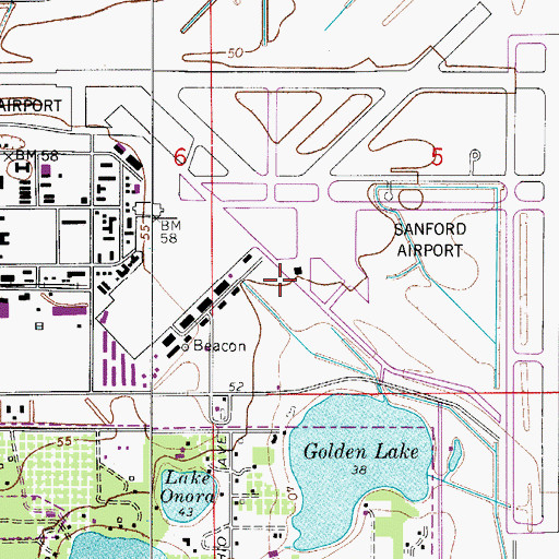 Topographic Map of Sanford International Airport Police Department, FL