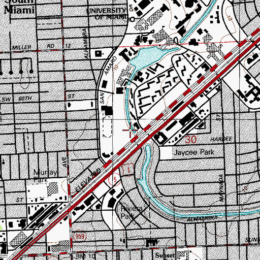 Topographic Map of University of Miami Police Department, FL