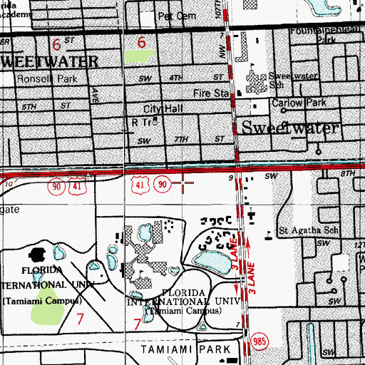 Topographic Map of Florida International University Police Department - Modesto Maidique Campus, FL