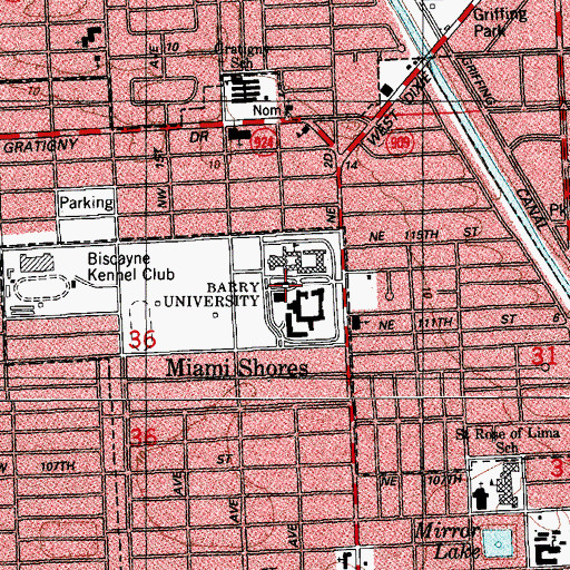 Topographic Map of Barry University Public Safety Police Department, FL