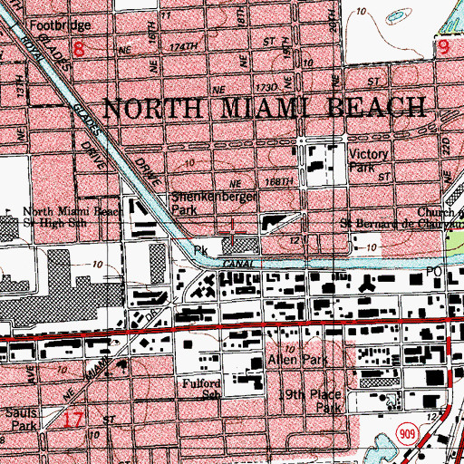 Topographic Map of Nova Southeastern University - North Miami Beach Campus Police Department, FL