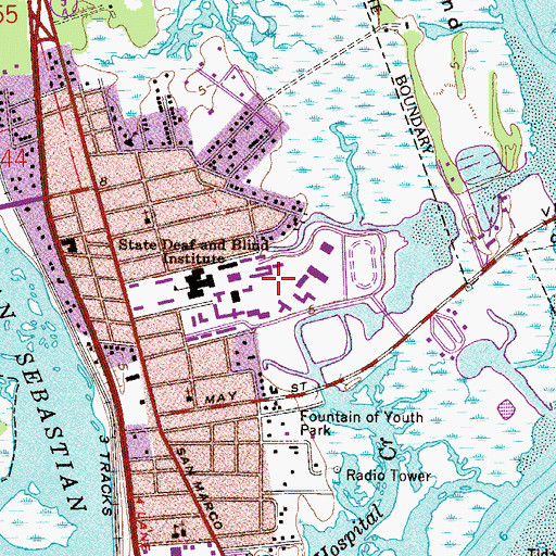 Topographic Map of Florida School for the Deaf and Blind Police Department, FL