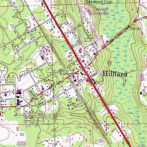 Topographic Map of Nassua County Sheriff's Office Hilliard Substation, FL