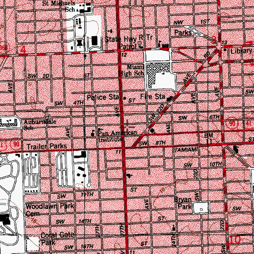 Topographic Map of Miami - Dade College Police Department - InterAmerican Campus, FL