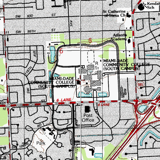 Topographic Map of Miami - Dade College Police Department - Kendall Campus, FL