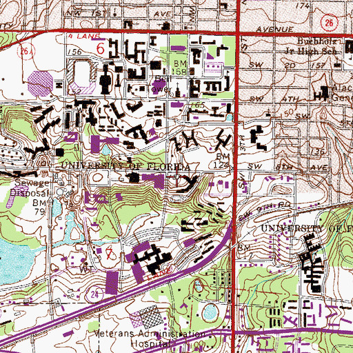 Topographic Map of University of Florida Police Department, FL