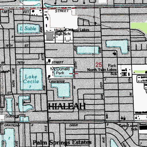 Topographic Map of Hialeah Police Department Sector 4 Substation, FL