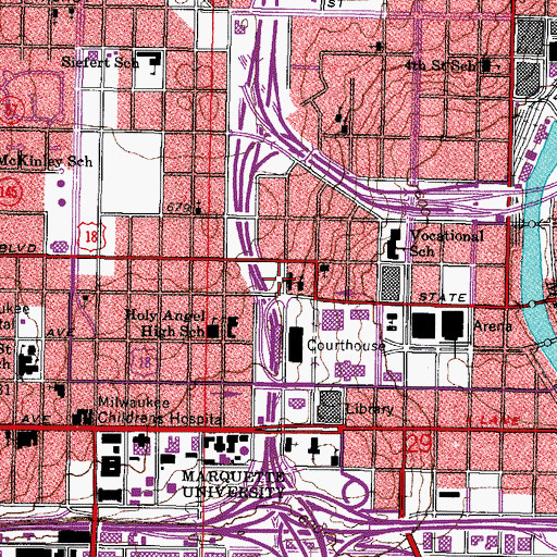 Topographic Map of Milwaukee Secure Detention Facility, WI