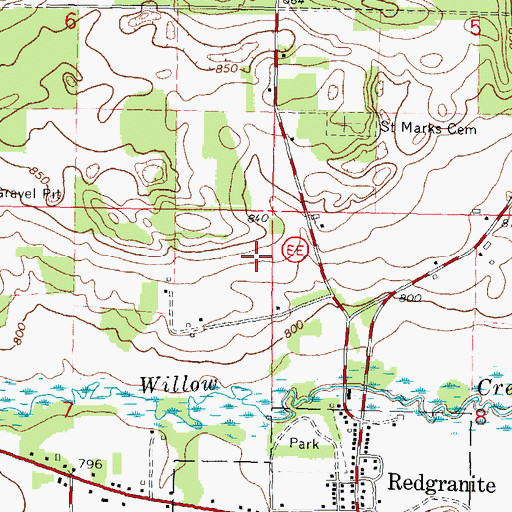 Topographic Map of Redgranite Correctional Institution, WI