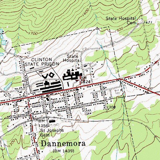 Topographic Map of Clinton Correctional Facility Annex, NY