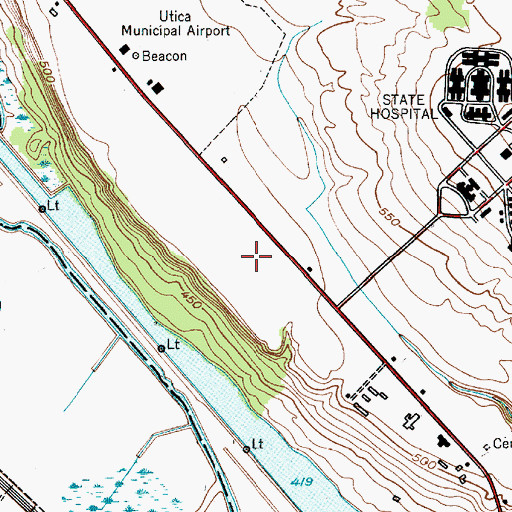 Topographic Map of Marcy Correctional Facility, NY