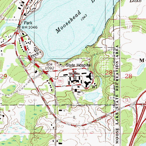 Topographic Map of Minnesota Correctional Facility Willow River / Moose Lake, MN