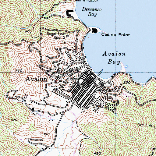 Topographic Map of Los Angeles County Sheriff's Department - Avalon, CA