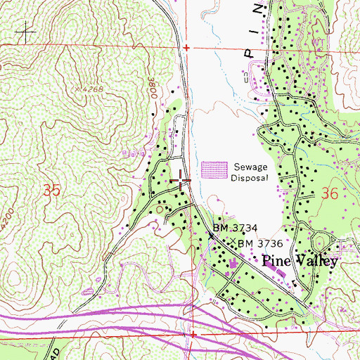 Topographic Map of San Diego County Sheriff's Office Pine Valley Substation, CA