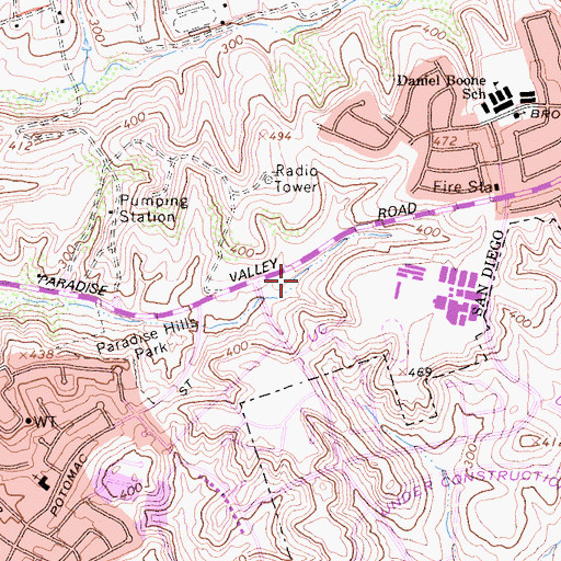 Topographic Map of San Diego Police Department - Paradise Valley Satellite, CA