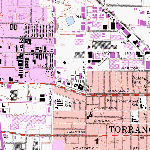 Topographic Map of Los Angeles County Sheriff's Office, CA