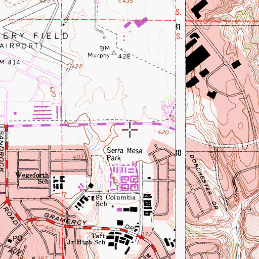 Topographic Map of San Diego Police Department - Eastern Division, CA