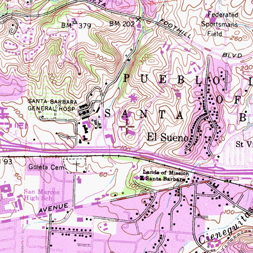 Topographic Map of Santa Barbara County Sheriff's Office Headquarters, CA