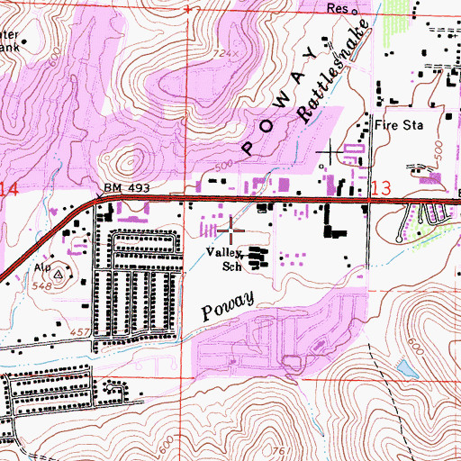 Topographic Map of San Diego County Sheriff's Office Poway Station, CA