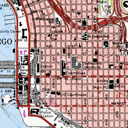 Topographic Map of San Diego Central Jail, CA