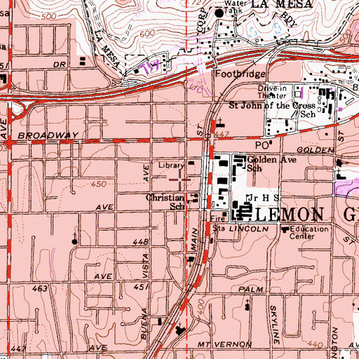 Topographic Map of San Diego County Sheriff's Department, CA