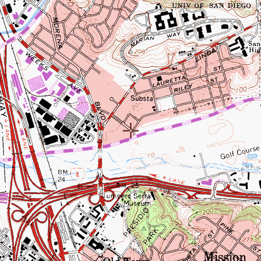 Topographic Map of San Diego Police Department - Western Division, CA