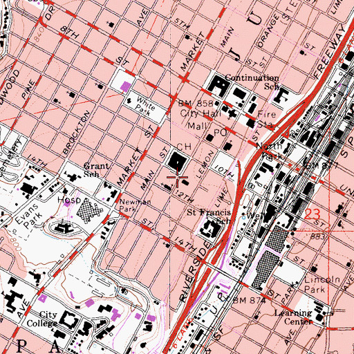 Topographic Map of Riverside County Sheriff, CA