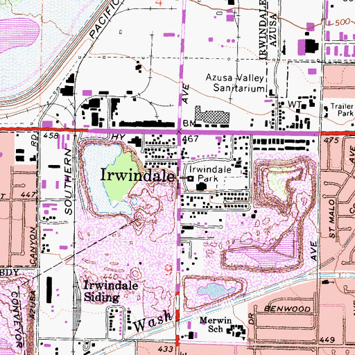 Topographic Map of Irwindale Police Department, CA