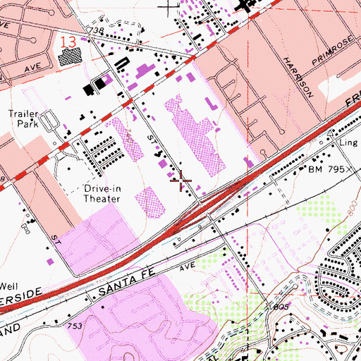 Topographic Map of Riverside Police Department - Galleria at Tyler, CA