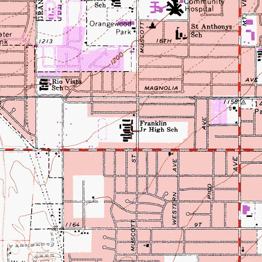 Topographic Map of San Bernardino Police Department, CA