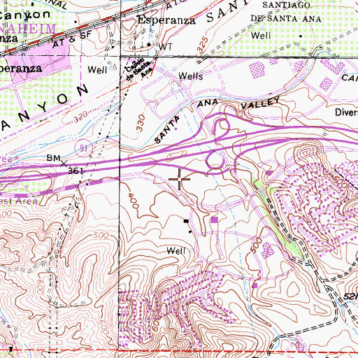 Topographic Map of Anaheim Police Department, CA
