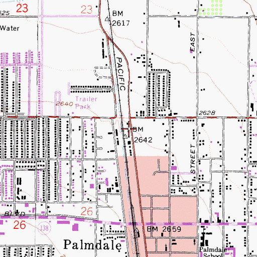 Topographic Map of Palmdale Sheriff's Station, CA