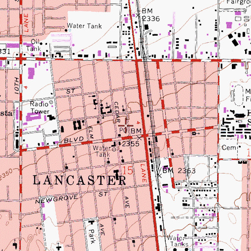 Topographic Map of Los Angeles County Sheriff's - Lancaster Station, CA