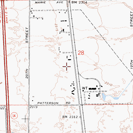 Topographic Map of Kern County Sheriff's Department, CA