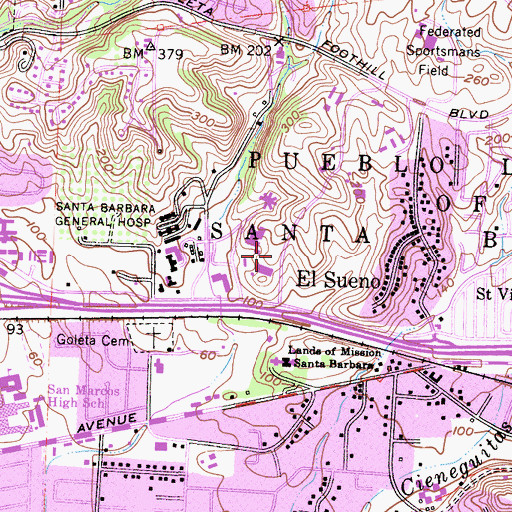 Topographic Map of Santa Barbara County Sheriff's Office - Goleta Valley Substation, CA