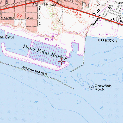 Topographic Map of Orange County Sheriff's Department - Dana Harbor Patrol / Dana Point Marine Operations Substation, CA