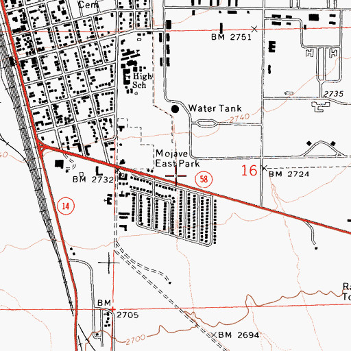 Topographic Map of Kern County Sheriff's Department, CA